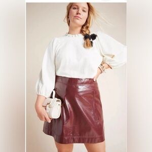 Anthropologie Maeve faux patent leather mini skirt